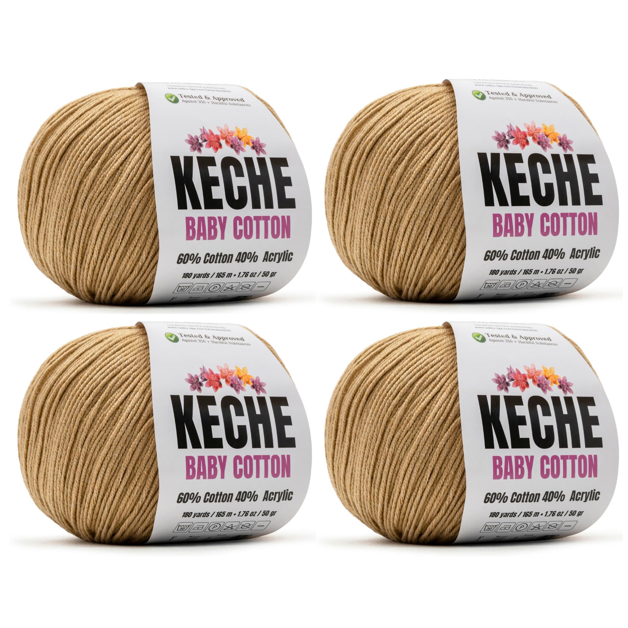 Keche Cotton Yarn, 60% Cotton 40% Acrylic Yarn, Soft Cotton Yarn